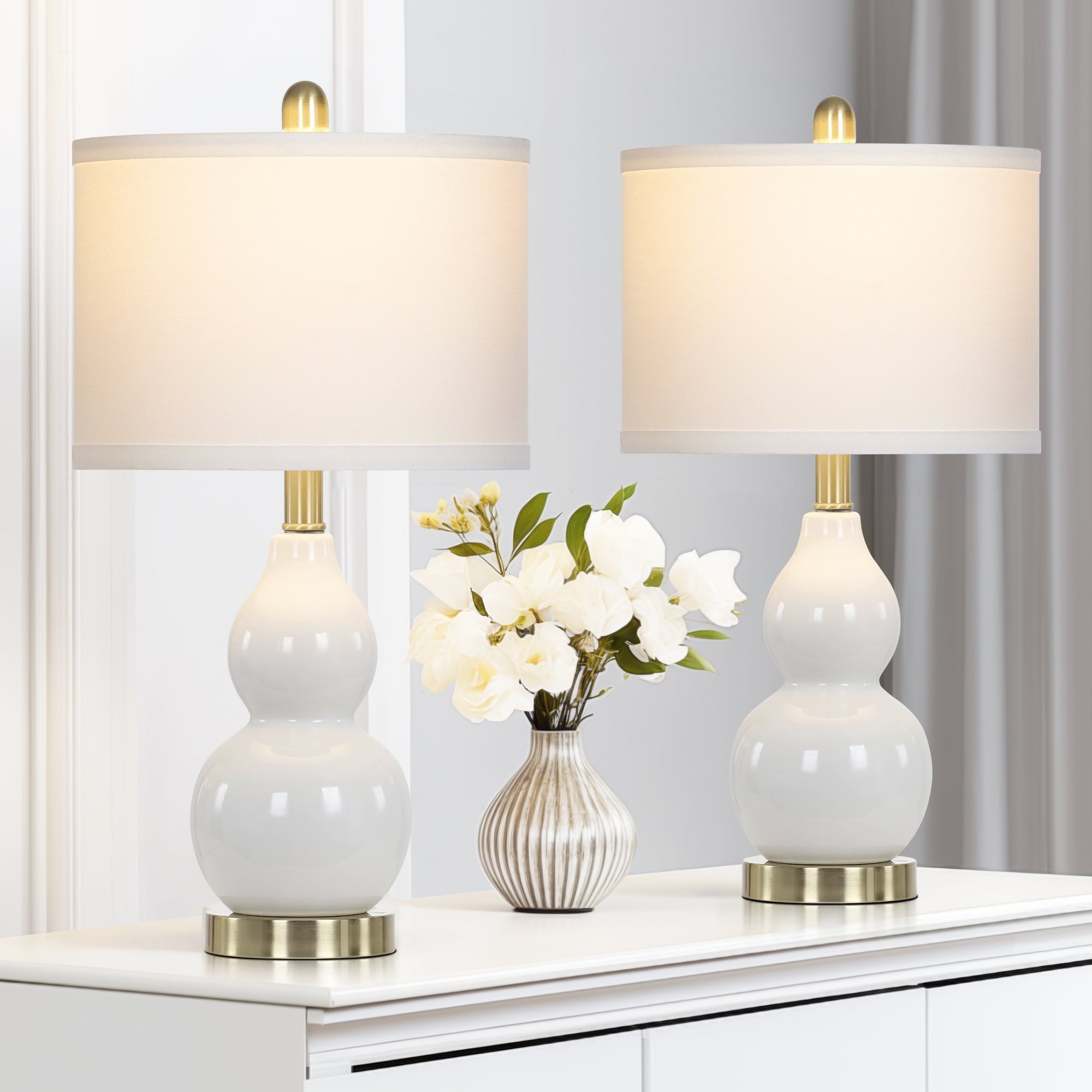 Cinkeda Double Gourd Ceramic Table - Modern Table Lamp