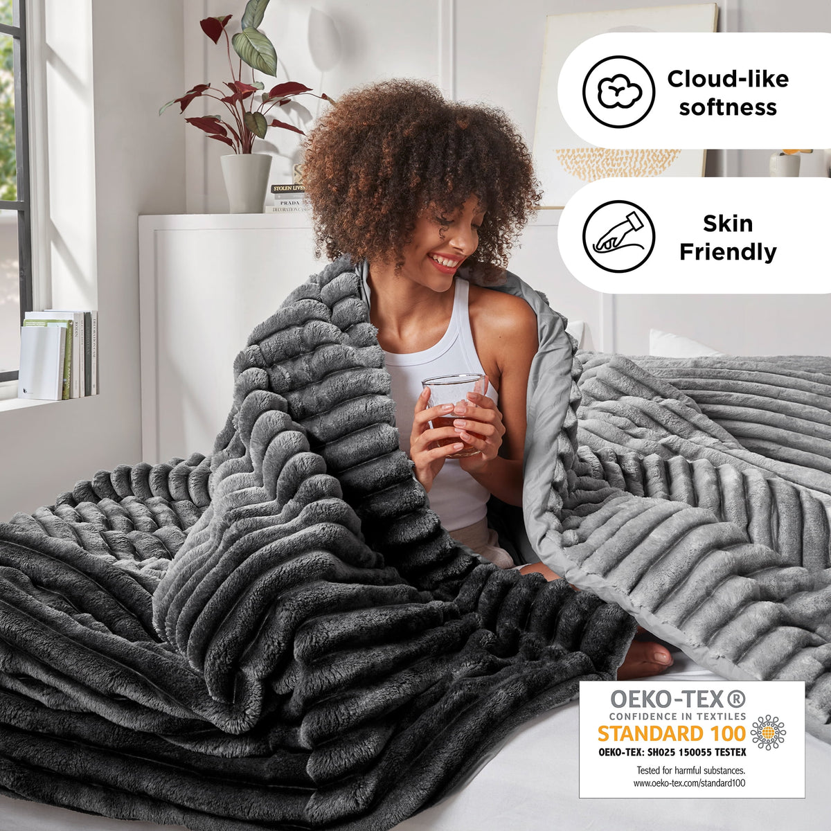 King/Cal King Fluffy Ribbed Plush - Comforter Set