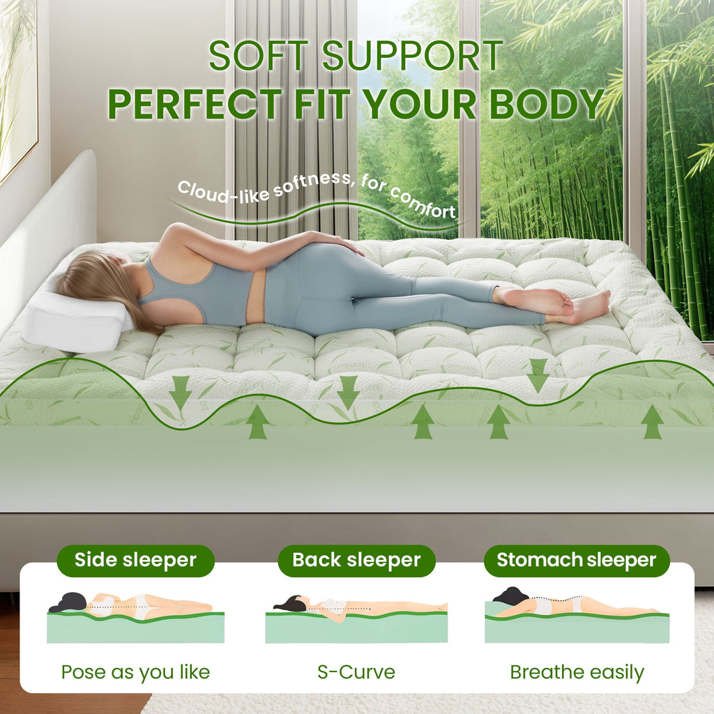 Cooling Bamboo Mattress Topper, 900GSM - Cooling Mattress Topper