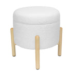 Modern Dowel Ottoman, Cream Boucle - Dorm Room Essentials