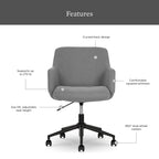 Lillian Office Chair, Gray - Dorm Room Essentials