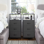 3 Drawer Fabric Nightstand with USB, - Dorm Room Essentials