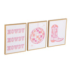 3 Pc Set Pink Western Theme Wall Art, - Dorm Room Essentials