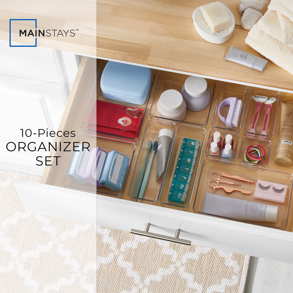 10-Piece Organizer Set Clear Plastic - Kitchen Essentials