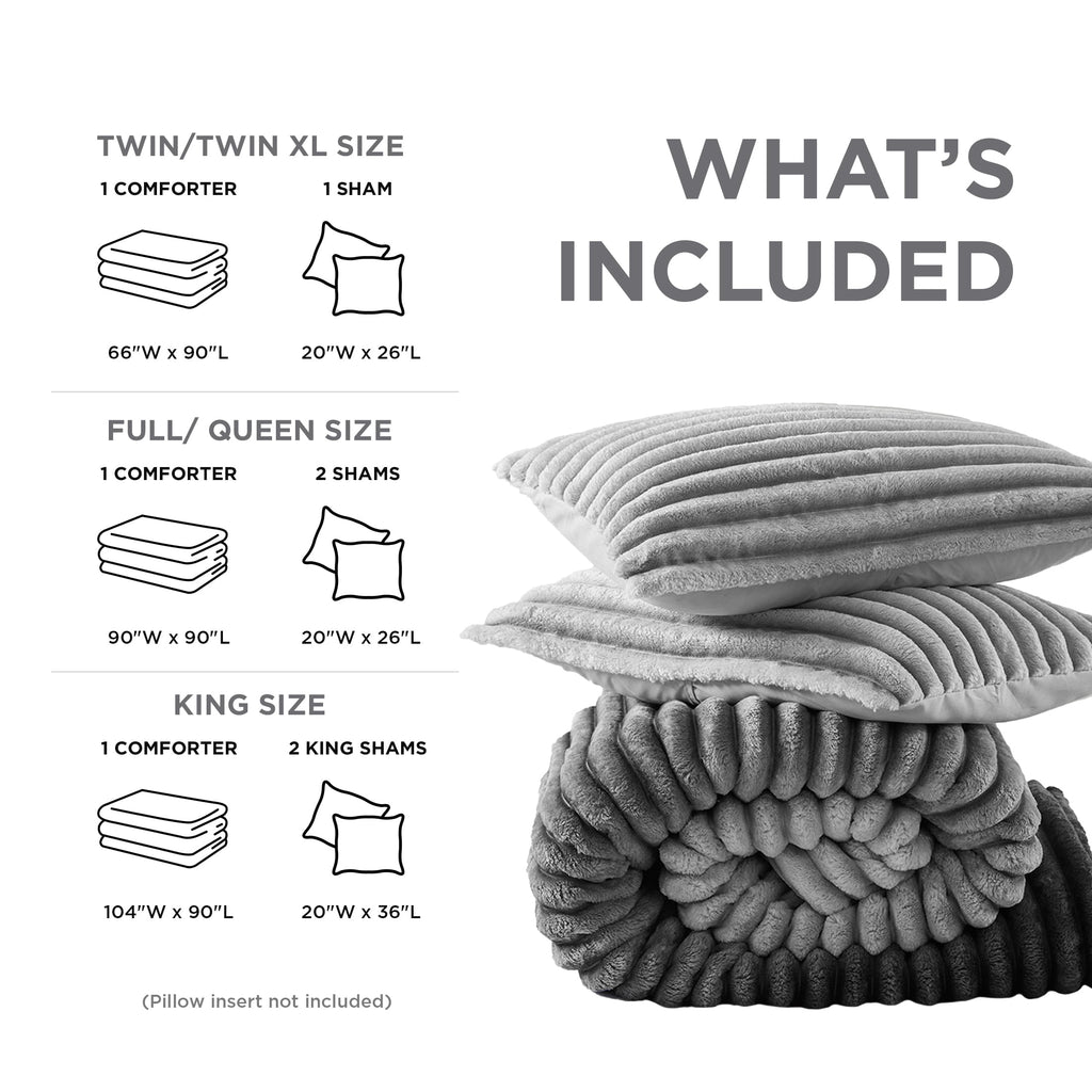 King/Cal King Fluffy Ribbed Plush - Comforter Set