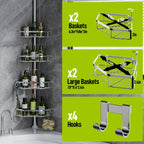 LazySpin 4-Tier Corner Shower Caddy - Dorm Room Essentials