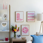 3 Pc Set Pink Western Theme Wall Art, - Dorm Room Essentials
