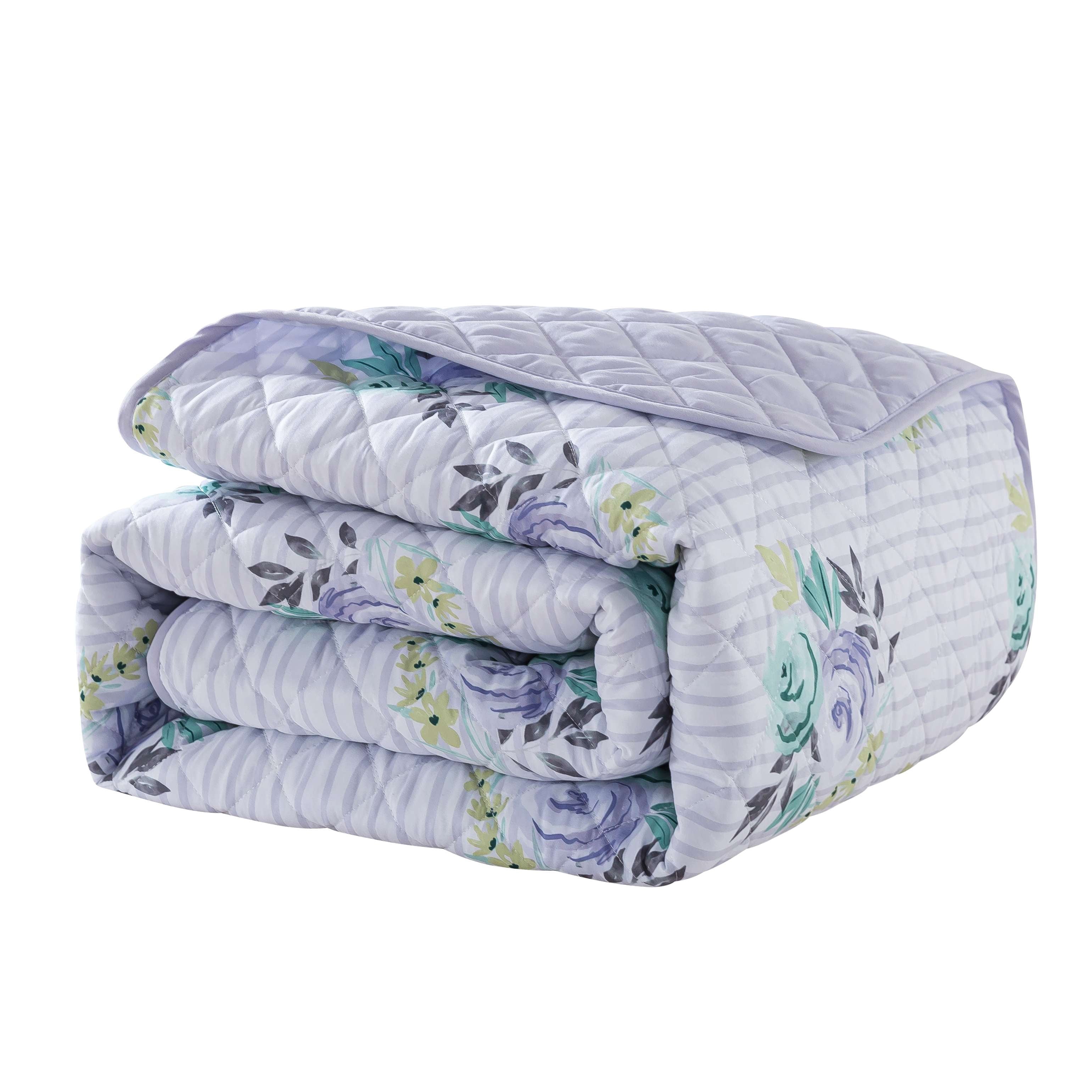 2-Piece Reversible Quilt Set, Flora, - Microfiber Quilt Set