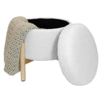 Modern Dowel Ottoman, Cream Boucle - Dorm Room Essentials