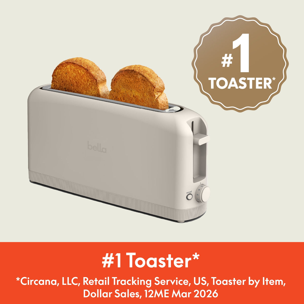 bella 2-Slice Slim Toaster with Extra - Dorm Room Essentials