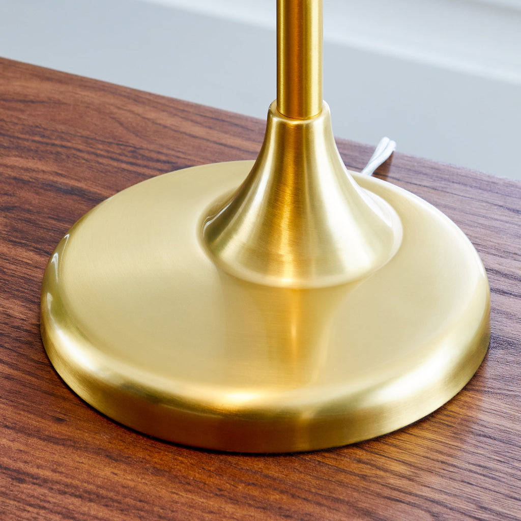 19" Gold/White Modern Glass Banker Desk - Modern Table Lamp
