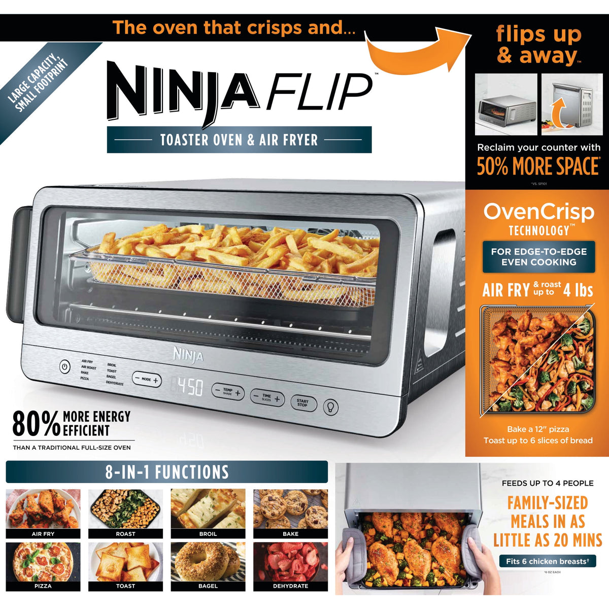 Ninja Flip Toaster Oven & Air Fryer, - Air Fryer